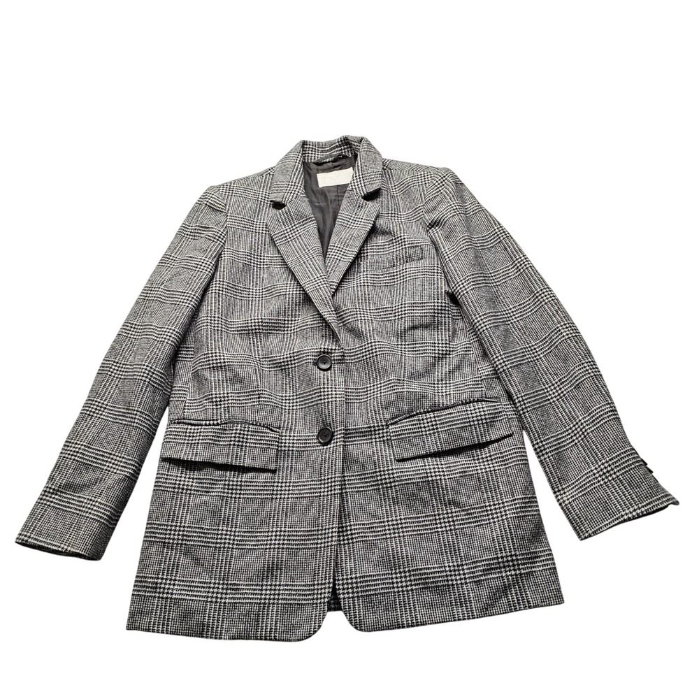 Everlane Oversized Blazer Womens Glen Plaid Black White Checkered Jacket Pockets